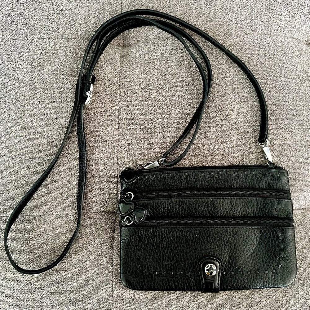 Vintage Brighton Genuine Black Leather Small Crossbody Purse